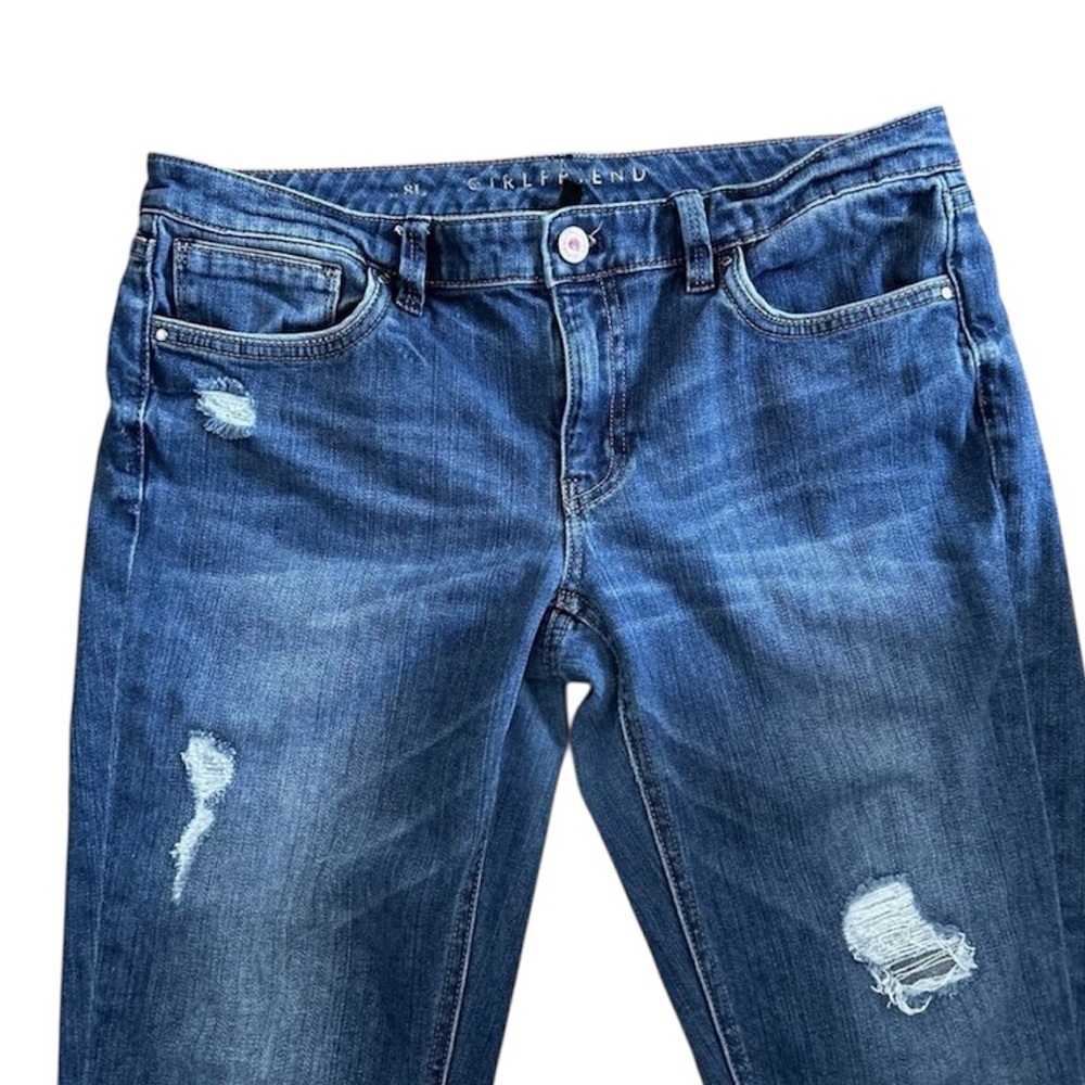 White House Black Market Girlfriend Distressed Jeans. Size 8L. - Picture 2 of 7